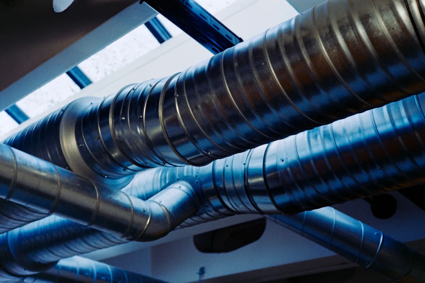 Metal industrial air ducts used for ventilation